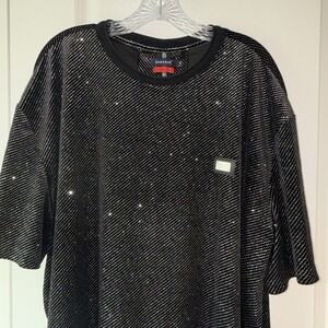 Barabas Rhinestone Mesh Shirt 4XL Black Bling Crystal Club Party Mens